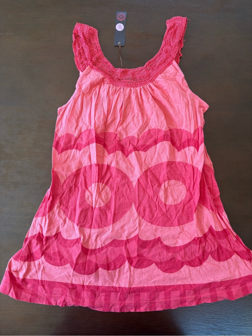 Language Pink Crochet-Trim Patterned Tank Top - Picture 2 of 3